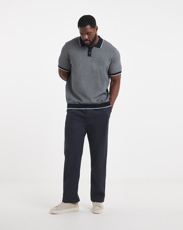 Geo Patterned Short Sleeve Knitted Polo