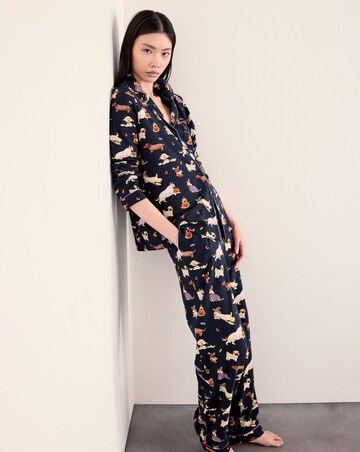 Chelsea Peers Classic Long Button Up Halloween Dog Pyjama Set