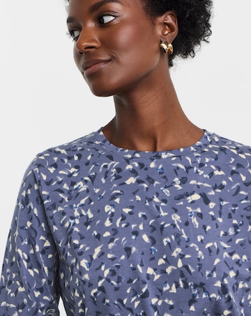 Rose And Print 2 Pack 3/4 Sleeve Curved Hem Longline Top