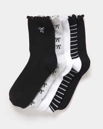 Pretty Secrets (5 Pair Pack) Lettuce Top Bow Ankle Socks