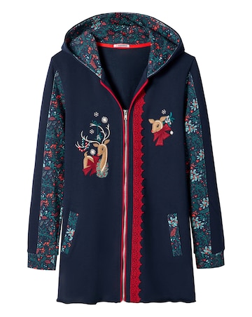 Joe Browns Christmas Reindeer Zip Through Hoodie