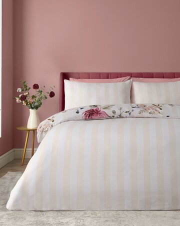 Catherine Lansfield Floral Stripe Duvet Cover Set