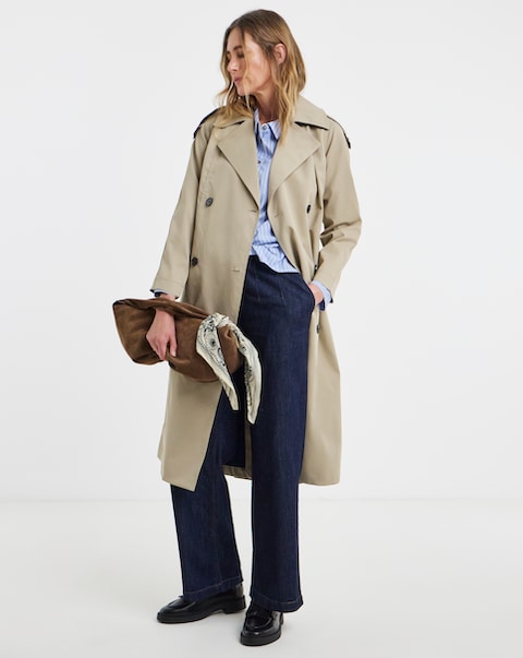 Contrast Camel Trench Coat
