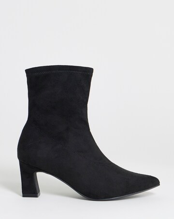 Julia Pointed Toe Heeled Ankle Sock Boots - Extra Wide Fit (EEE)