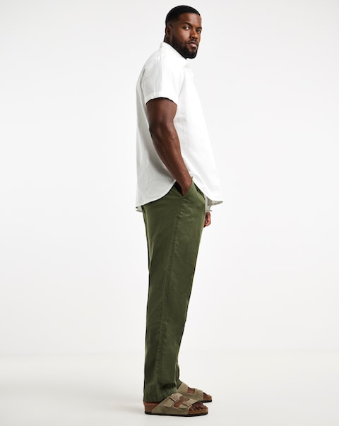 Linen Blend Elasticated Straight Fit Trouser
