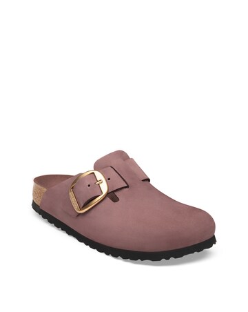 Birkenstock Boston Big Buckle Nubuck Leather Mules - Standard Fit