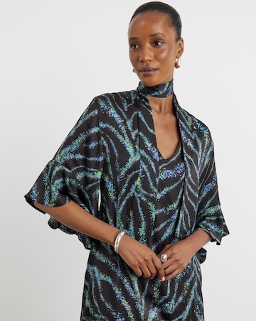 Joanna Hope Tie Neck Swing Midi Dress
