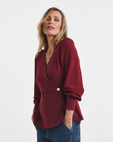 Mulberry V Neck Wrap Long Sleeve Cosy Top