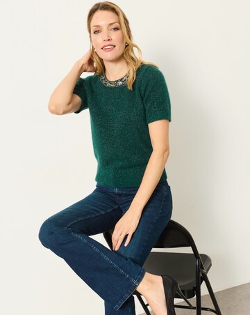 Fatface Emb Collar Knit Top