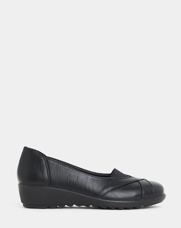 Cushion Walk Slip-On Wedge Elasticated Ballerina Shoes - Extra Wide Fit (EEE)