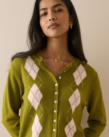 Nobody's Child Fine Gauge Argyle Knitted Cardi