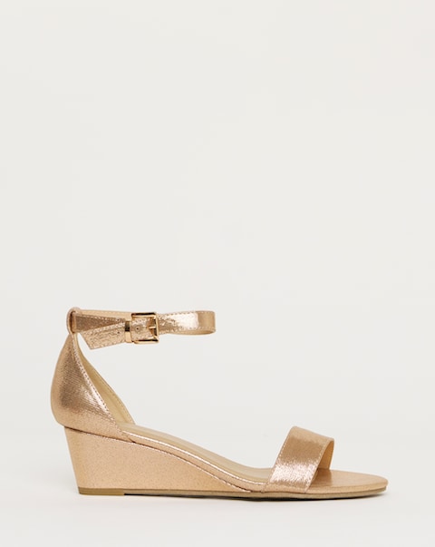 Rio Low Wedge Barely There Sandals - Wide Fit (E)