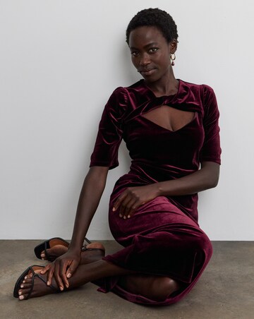 Joanna Hope Velour Twist Front Midi Dress