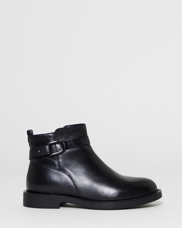 Jazz Leather Flat Buckle Ankle Boots - Wide Fit (E)
