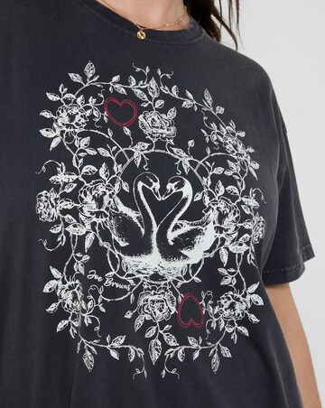 Joe Browns Short Sleeve Acid Wash Swan Graphic T-Shirt