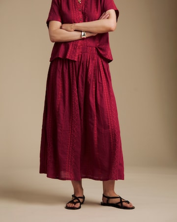 Julipa Embroidered Cotton Midi Skirt
