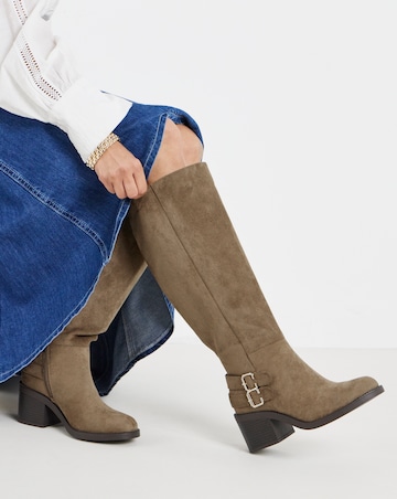 Pepper Block Heel Knee High Boots - Extra Wide Fit (EEE) & Super Curvy Calf