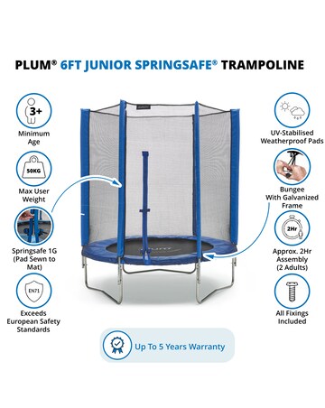 Plum Junior 6ft Trampoline & Enclosure - Blue