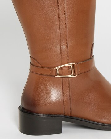 Tori Leather Knee High Buckle Boots - Extra Wide Fit (EEE) & Super Curvy Calf
