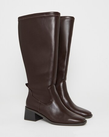Hadley Block Heel Knee High Sock Boots - Extra Wide Fit (EEE) & Super Curvy Calf