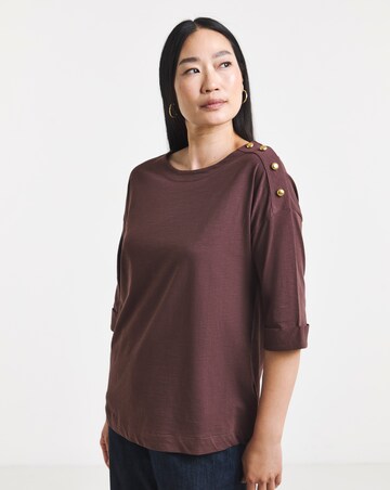 Chocolate Button Shoulder Longline Top