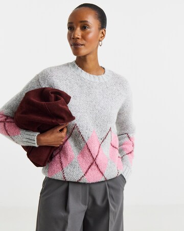 Argyle Hem Crew Neck Jumper
