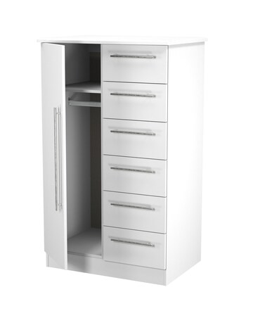 Osprey Ready Assembled 1 Door 5 Drawer Kids Wardrobe - Kids