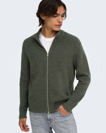 Only & Sons Dale Relaxed Long Sleeve Knit Cardigan - Grey