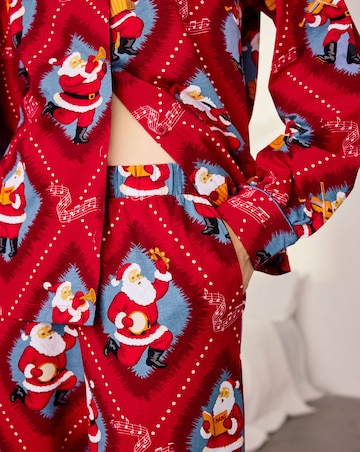 Chelsea Peers Organic Cotton Long Sleeve Button Up Christmas Pyjama Set