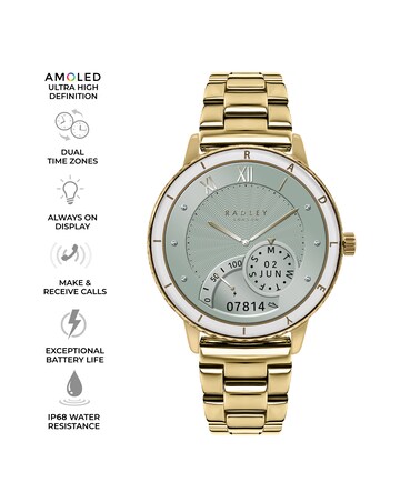 Radley Series 57 AMOLED Gold Plated Stainless Steel Bracelet Smart Watch - Gold