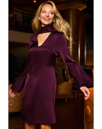 Sosandar Satin Tie Shift Dress
