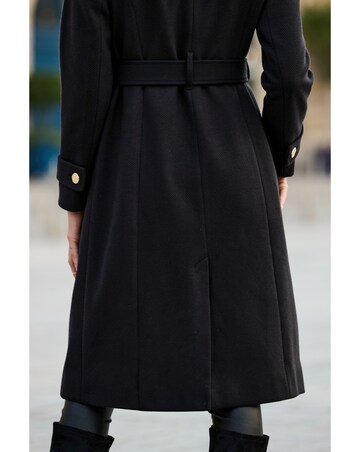 Sosandar Single Breasted Belted Coat With Funnel Neck