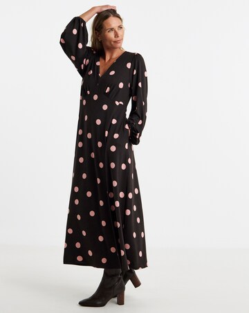 Soft Touch Long Sleeve V Neck Tea Dress