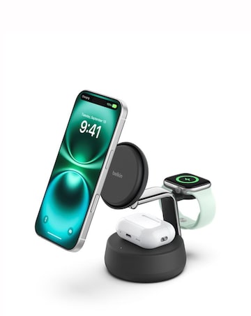 Belkin UltraCharge Pro 25W Qi2 3-in-1 Wireless Charging Stand - Black
