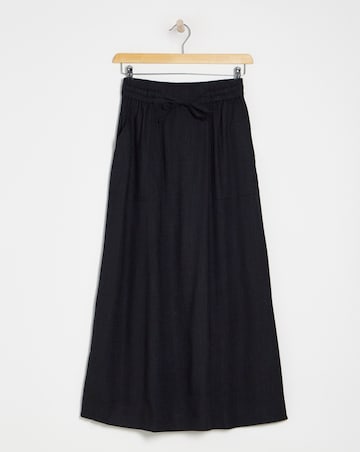 Black Linen Mix Maxi Skirt