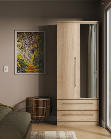 Osprey Ready Assembled 2 Door 2 Drawer Mirrored Wardrobe - Kids