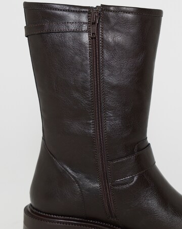 Victoria Buckle Detail Flat Ankle Boots - Wide Fit (E)
