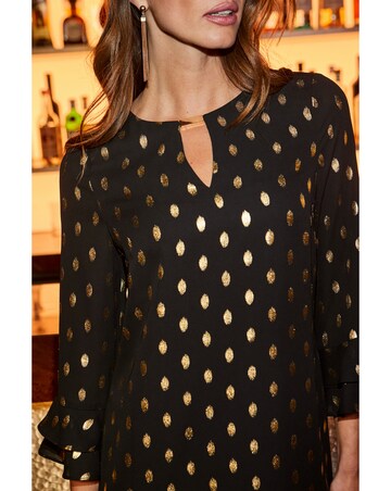 Sosandar Foil Spot Hem Shift Dress