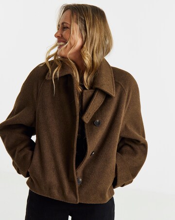 Brown Short Funnel Neck Jacket