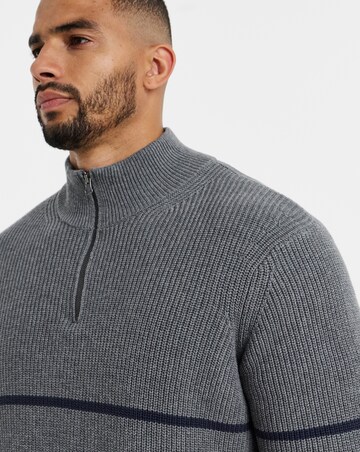 Fisherman Stripe 1/4 Zip Knitted Jumper