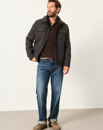 FatFace Check Wool Mix Barn Jacket (Regular & Tall) - Charcoal