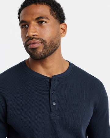 Textured Long Sleeve Grandad T-Shirt