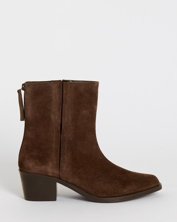 Shaundi Leather Block Heel Ankle Boots - Extra Wide Fit (EEE)