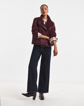 Burgundy Zip Front Aviator Jacket