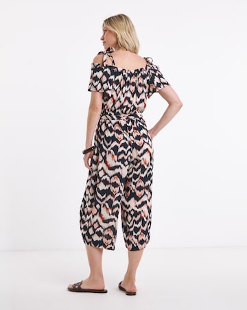 Textured Crinkle Tie Strap Jumpsuit