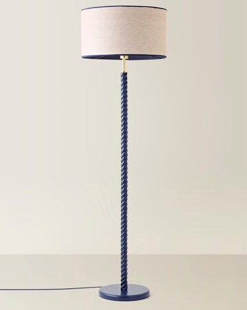 ValueLights Amara Navy Twist Floor Lamp with Colour Match Inner Shade