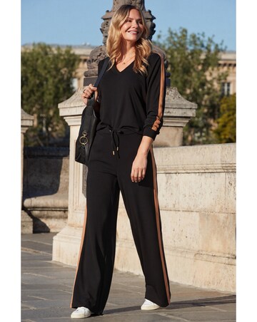 Sosandar Side Stripe Wide Leg Trouser