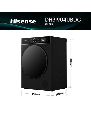 Hisense 3i 9kg KitchenFit Heat Pump Dryer Black