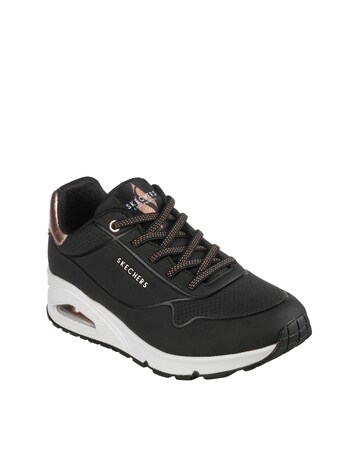 Skechers White Uno Shimmer Away Trainers - Wide Fit (E)