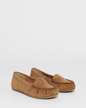 Gretel Suede Puckered Flat Loafers - Wide Fit (E)